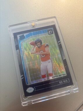 Bo Nix Rookie Refractor Broncos Orange FootCard - Optic Rookie